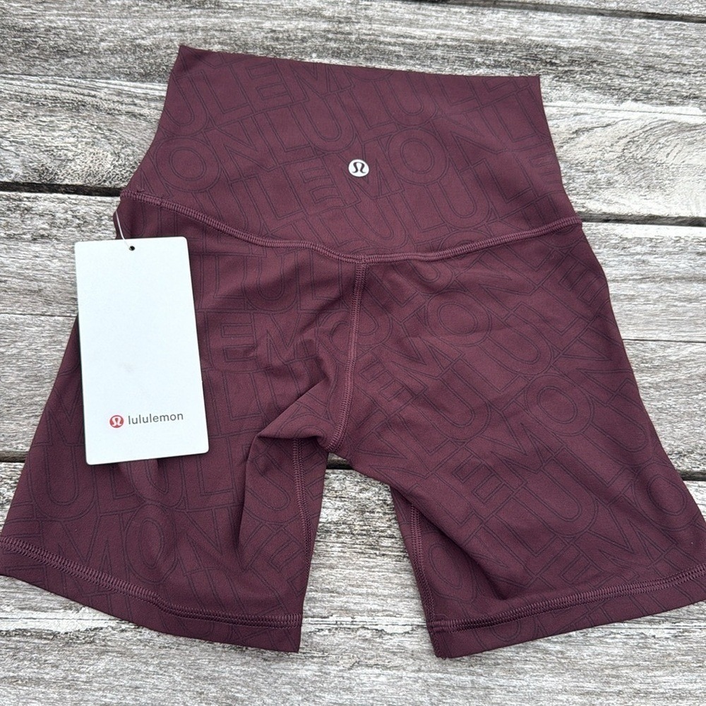 Lululemon‎ Align High-Rise Short 6" size 2 NWT Linear Wordmark Goodnight Plumb